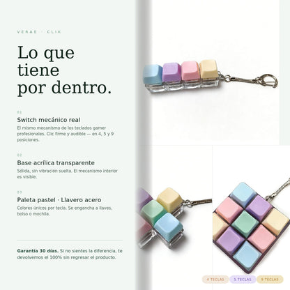 Clik — fidget táctil de teclas mecánicas con llavero.