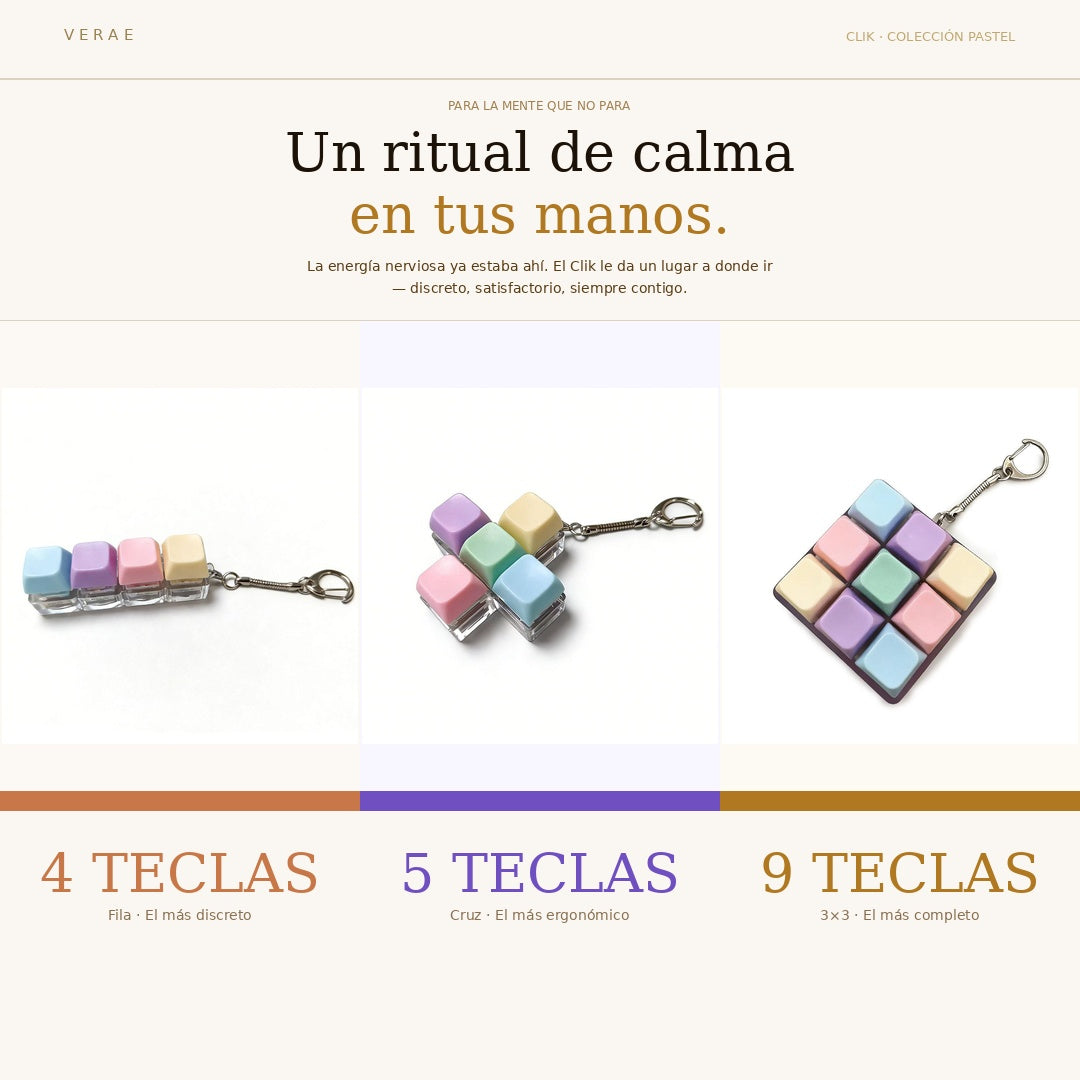 Clik — fidget táctil de teclas mecánicas con llavero.
