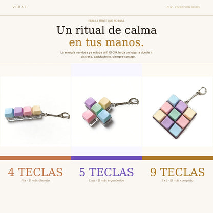 Clik — fidget táctil de teclas mecánicas con llavero.